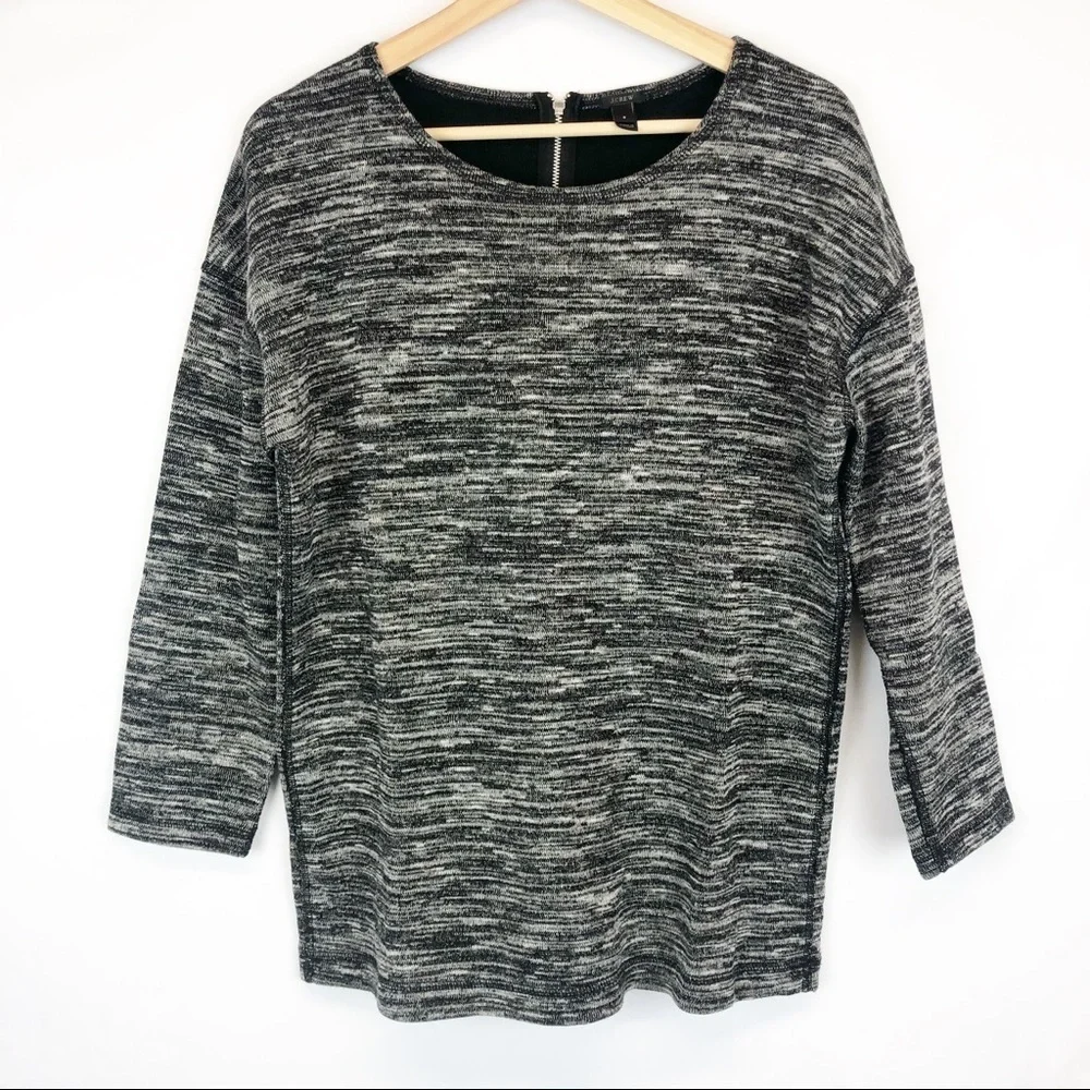 J.Crew Jaspé Space Dye Tunic Zip-Back Detail‎ Double Faced Jersey Wool Blend Top